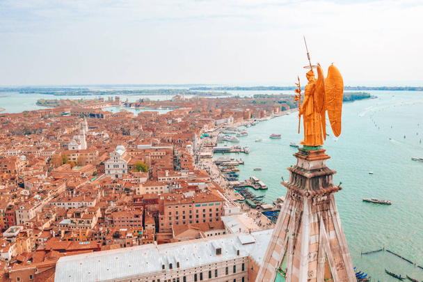 Beautiful Venice view from the top of the San Marco tower. Golden angel over Venice. - Zdjęcie, obraz