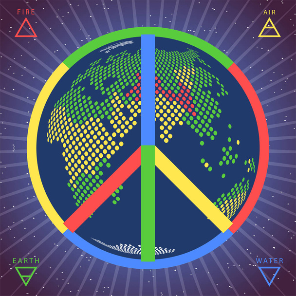 Peace vector symbol with Earth globe inside on transparent background - Vector, Image