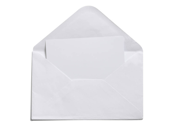 envelope branco aberto isolado no branco
 - Foto, Imagem