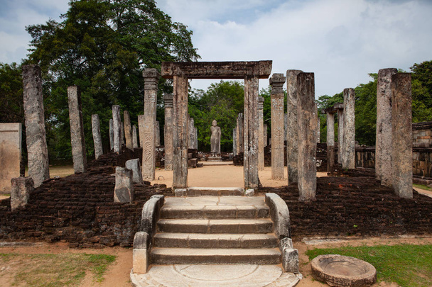 Polonnaruwa - the ruins of an ancient temple, traces of an ancient highly developed civilization. Sri Lanka.  Polonnaruwa was first declared the capital city by King Vijayabahu I - Photo, image