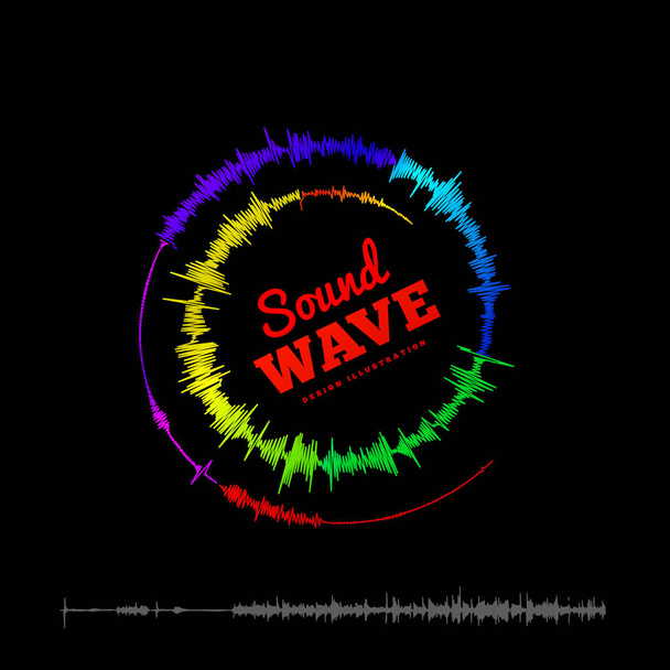 Sound wave spiral form. Vector illustration on black background - Vetor, Imagem