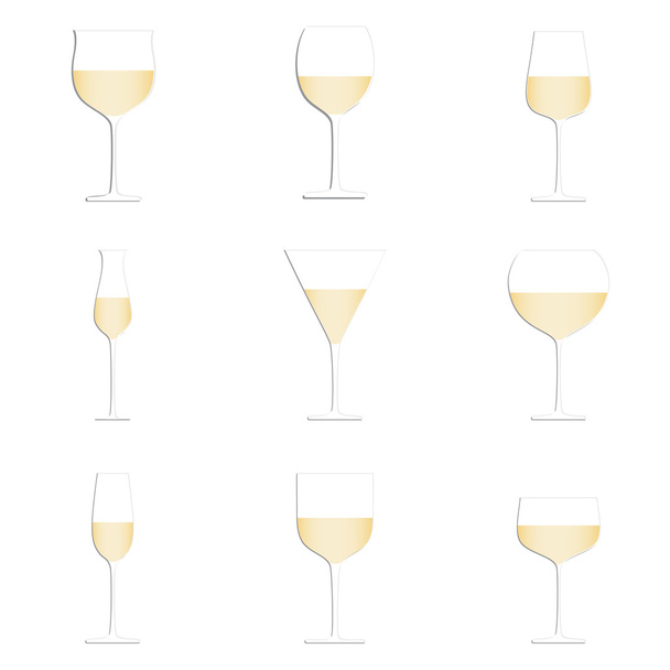 Copas de vino fondo blanco
 - Vector, imagen