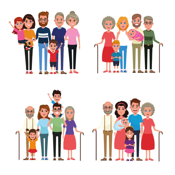 Family with kids cartoon - Vector, Image