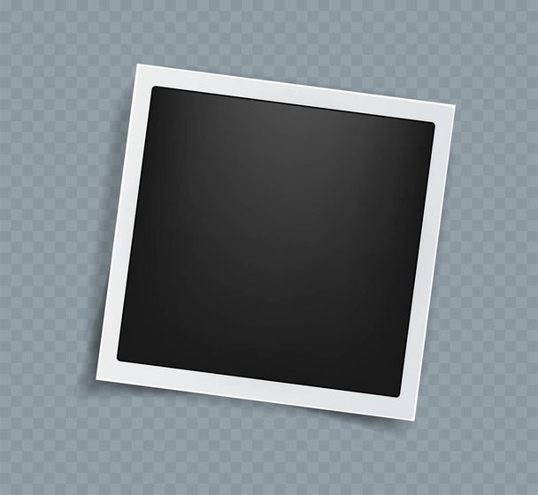 Old vintage style realistic square frame template with shadows isolated on grey transparent background. Memories concept in modern style. Vector illustration - Vecteur, image