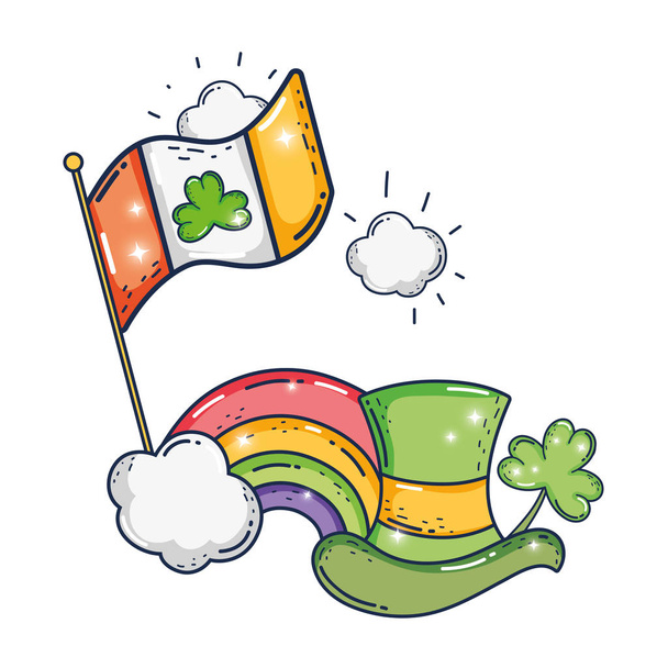 χαριτωμένο καπέλο ξωτικό με ιρλανδική σημαία - Διάνυσμα, εικόνα