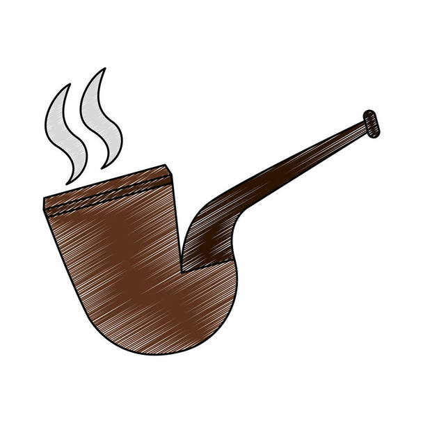 Tobacco pipe isolated scribble - Vector, Image