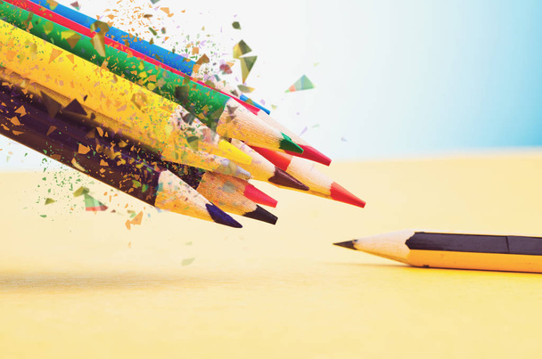 красочные карандаши на красивом градиентном фоне реверберации
 - Фото, изображение