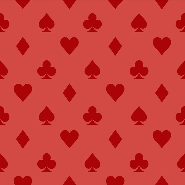 Карточка иконка красный узор обои векторный фон. Карточные костюмы бесшовный шаблон. Векторная иллюстрация
 - Вектор,изображение