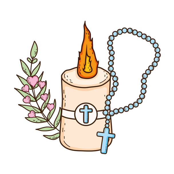 Пасхальная свеча священна с четками
 - Вектор,изображение