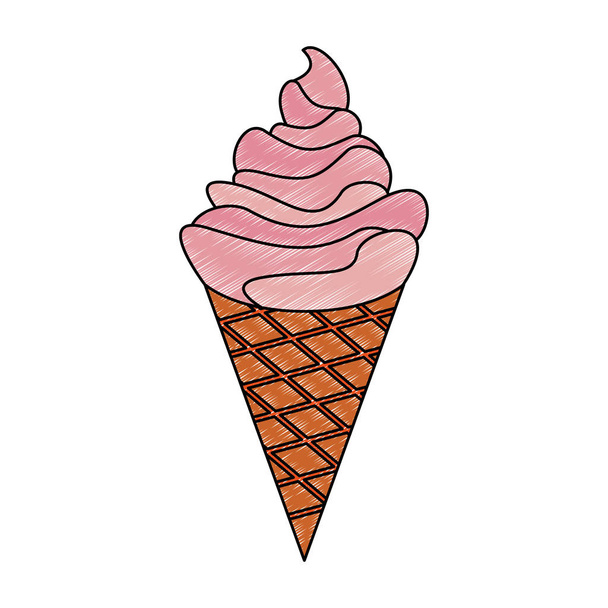 Νόστιμο παγωτό χωνάκι - Διάνυσμα, εικόνα