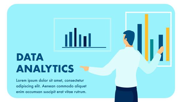 Data Analytics Service platte vector banner sjabloon - Vector, afbeelding