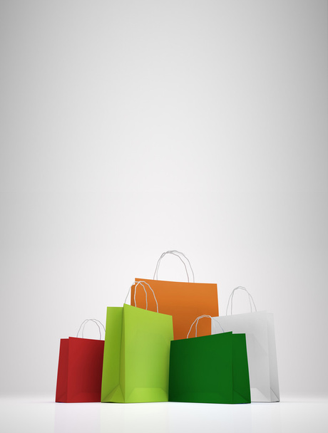 Colorful paper shopping bags on white - Valokuva, kuva