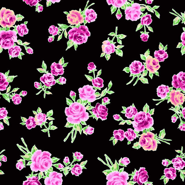 Rose illustration patternI made a rose a pattern, - 写真・画像