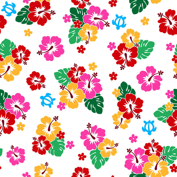 Pretty Hibiscus flower pattern illustration - Vektör, Görsel