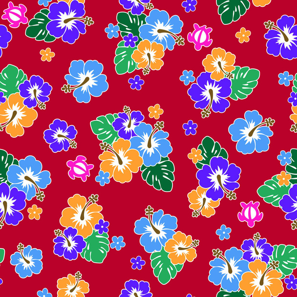 Pretty Hibiscus flower pattern illustration - Вектор,изображение