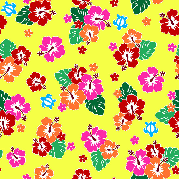 Pretty Hibiscus flower pattern illustration - ベクター画像