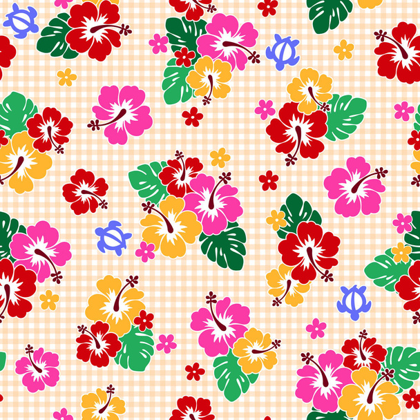 Pretty Hibiscus flower pattern illustration - Vector, Image