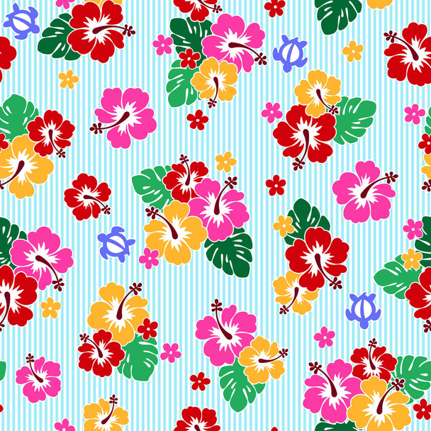 Pretty Hibiscus flower pattern illustration - Wektor, obraz