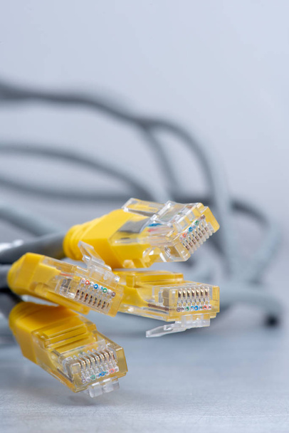 Network UTP Ethernet przewody sieciowe zbliżenie - Zdjęcie, obraz