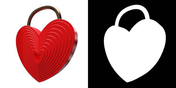 Czerwone serce w kształcie kłódki - Zdjęcie, obraz