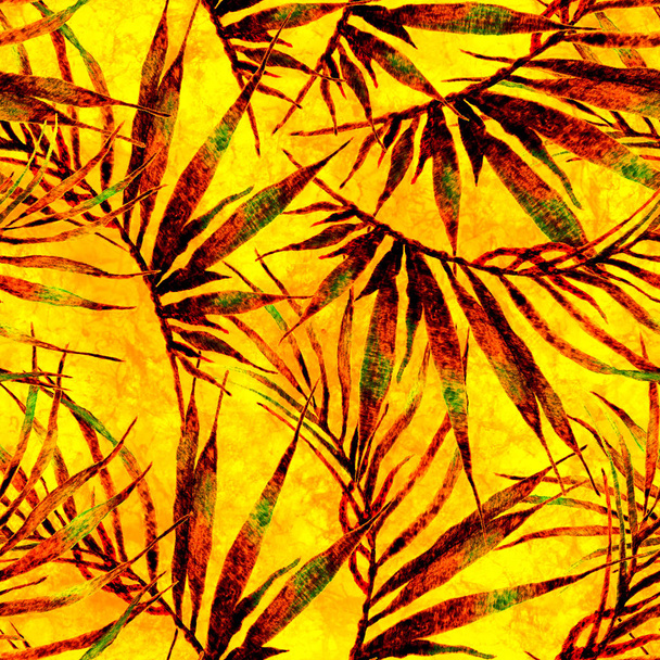 Tropical seamless pattern. Watercolor chaotic palm - Фото, зображення