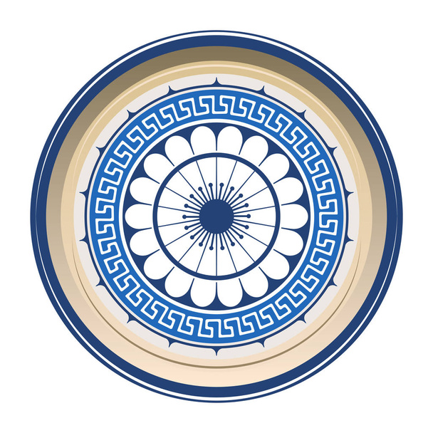 Greek traditional pattern round plate. Fully editable vector illustration. EPS 10  - Vector, Image