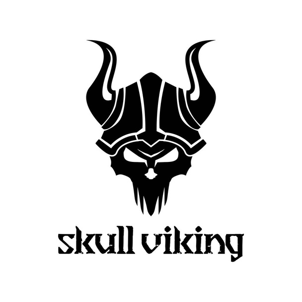 Fekete fehér koponya Viking sisak logo template design illusztráció a játék, csapat, katonai, Armory, fegyver, taktikai, vállalat és más - Vektor, kép