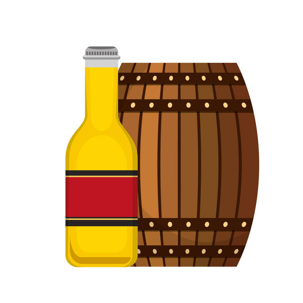 木製バレルボトルビール分離設計 - ベクター画像
