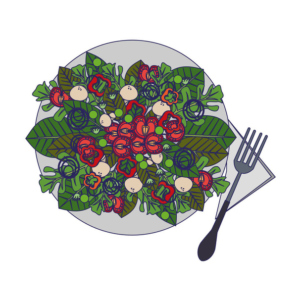 gezonde salade met groenten - Vector, afbeelding