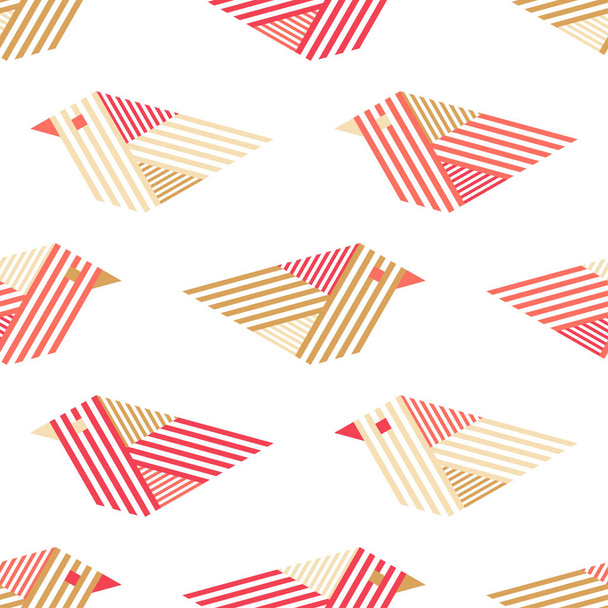Seamless background with decorative birds. Striped texture. Birds in the sky. Vector illustration. Can be used for wallpaper, textile, invitation card, wrapping, web page background. - Vetor, Imagem