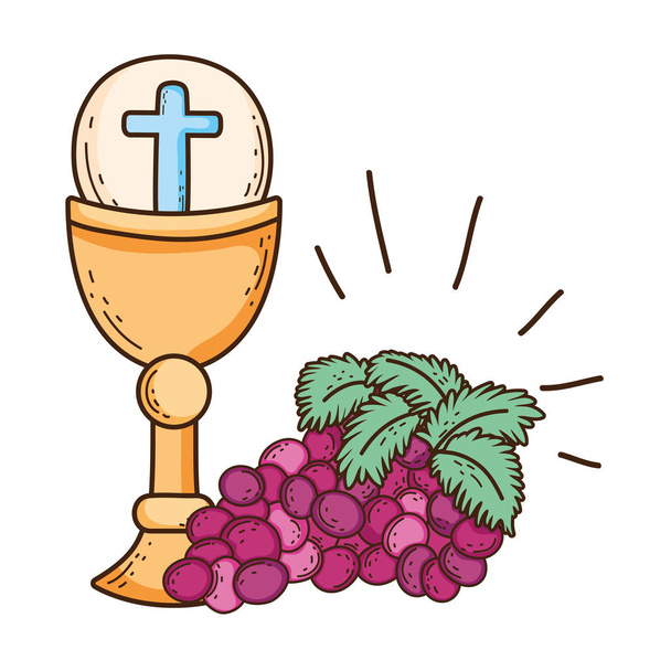 cáliz sagrado religioso con uvas
 - Vector, Imagen