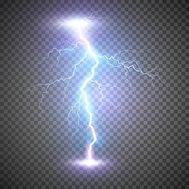 Lightning flash bolt or thunderbolt. Blue lightning or magic power blast storm. Vector illustration on transparent background - Vector, Image