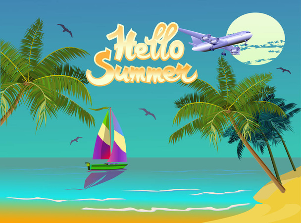 Vector Banner Vacaciones de verano y diseño de viajes
 - Vector, imagen