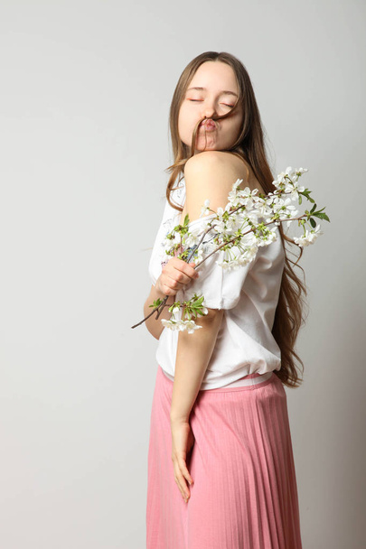 girl in fashionable stylish spring clothes  - Zdjęcie, obraz
