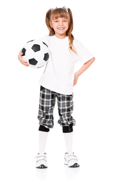 Little girl with soccer ball - Фото, зображення