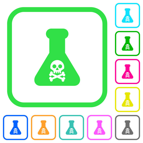 Dangerous chemical experiment vivid colored flat icons - Vector, Image