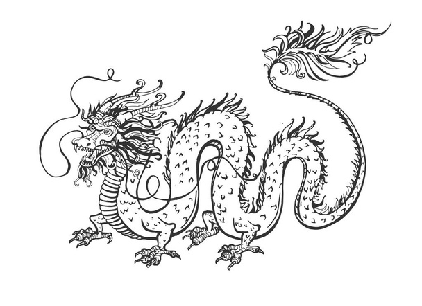 Κινεζική δράκος πνεύμα τατουάζ σετ - Διάνυσμα, εικόνα
