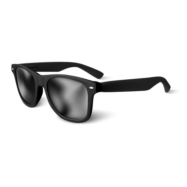 白い背景に隔離された現実的な黒いサングラス。ベクトルイラストレーション - ベクター画像