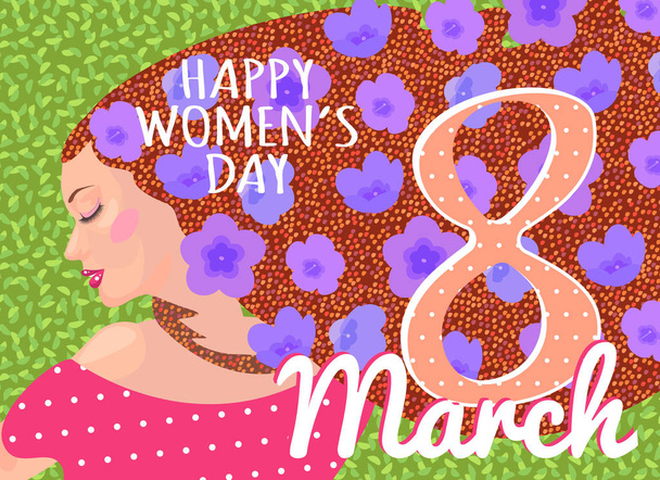 International Women s Day banner, placard or greeting card template with young girls - ベクター画像