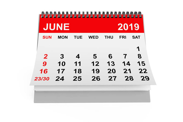Kalendář červen 2019. prostorové vykreslování - Fotografie, Obrázek