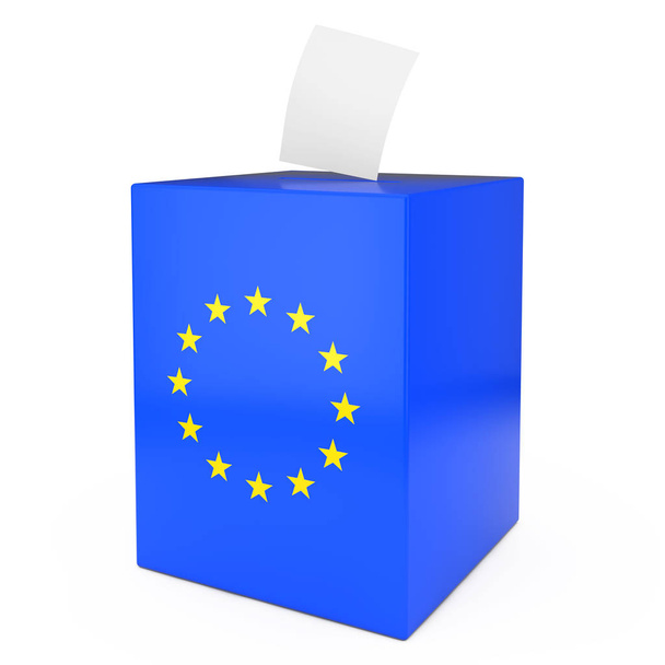 Az Európai Unió szavazás fogalma. Szavazás könyv esik a szavazás Box szellemes - Fotó, kép