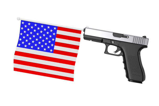 Usa Bandiera Comming Fuori dalla pistola moderna. Rendering 33 - Foto, immagini