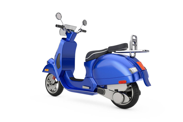 Blue Classic Vintage Retro or Electric Scooter. 3d Rendering - 写真・画像