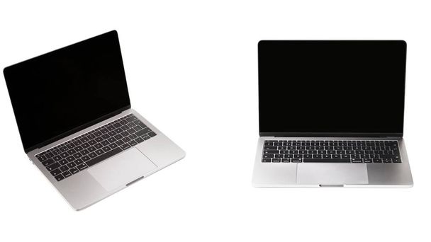 Aluminum laptop with blank screen. Isolated on white background - Photo, Image