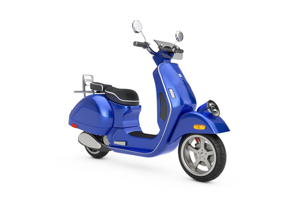 Синій класичний вінтажний ретро або електричний скутер. 3D-рендерінг - Фото, зображення