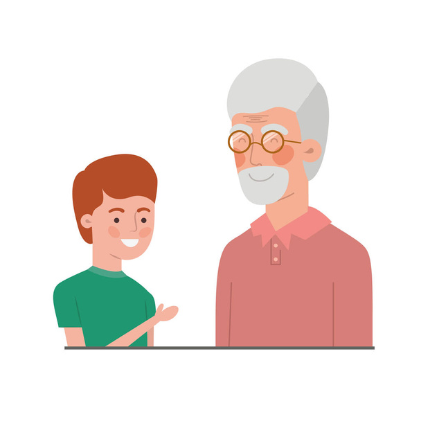 boy and grandfather avatar character - Vector, Image