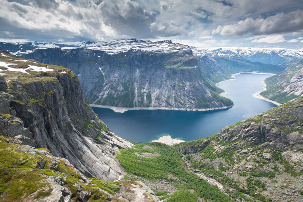 The summer view of Trolltunga mountain area (The Troll's tongue) in Odda  - 写真・画像