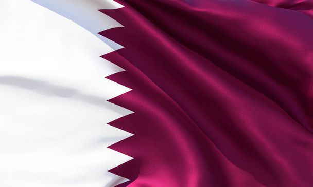 Drapeau d'agitation du Qatar en soie réaliste, texture de tissu détaillée de haute qualité. Illustration 3d
 - Photo, image