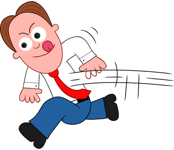Cartoon Businessman Running - Vector, Image