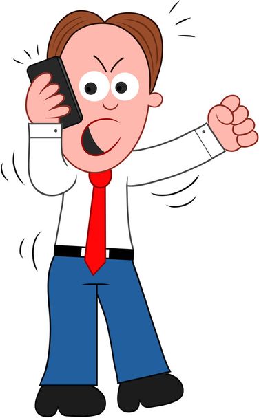 Мультфильм "Бизнесмен, сердитый на телефон"
 - Вектор,изображение